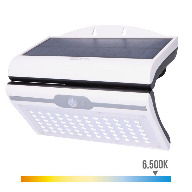 Aplique solar 6w 430lm 6.500k con sensor color blanco edm