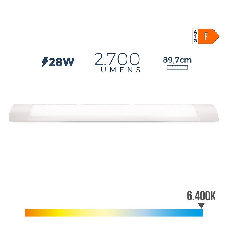 Regleta electronica led 28w 6400k luz fria 2700lm 8x89,7x3,1cm edm