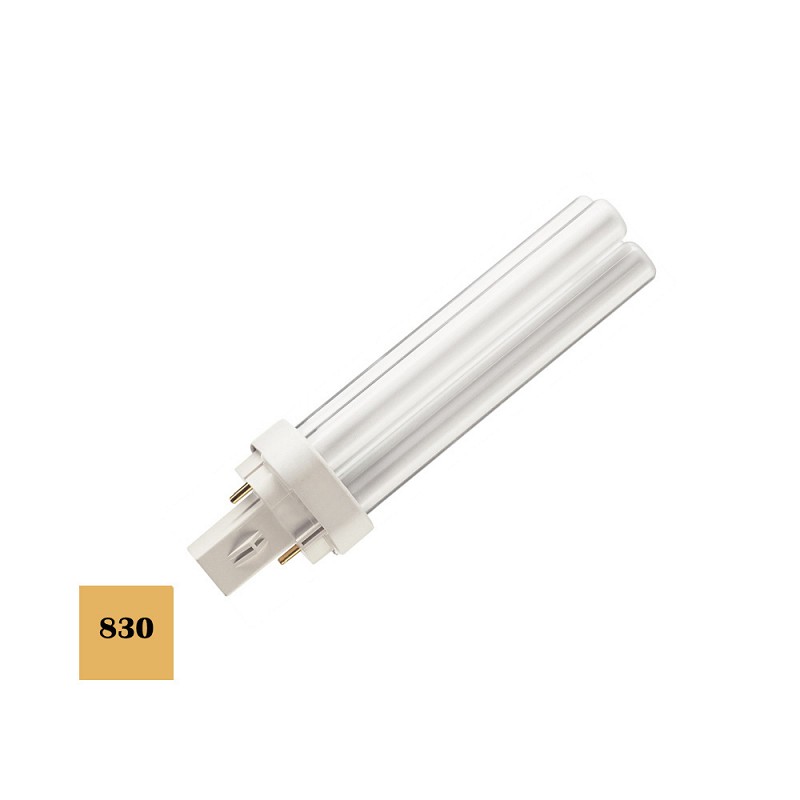 Bombilla bajo consumo lynx d-26w g24 830k pl-2pin luz calida 17,4cm osram