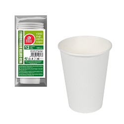 Pack con 12 unid. vasos de cartón blancos 330cc best products green
