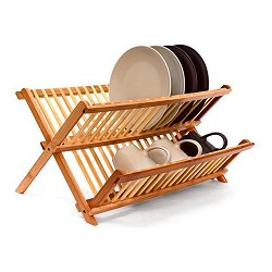 Escurridor de platos de bambú plegable 42x33.5x25.5cm