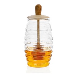Tarro para miel vidrio + madera ø5,5x15,5cm ms66068 andrea house