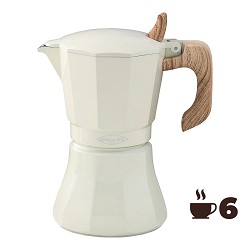 Cafetera de aluminio de 6 tazas mod: "petra" color crema oroley