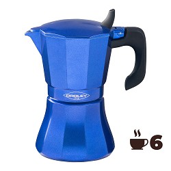 Cafetera de aluminio de 6 tazas mod: "petra" color azul oroley