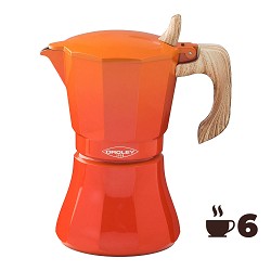 Cafetera de aluminio de 6 tazas mod: "petra" color naranja oroley
