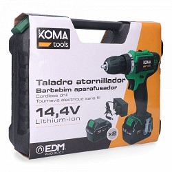 Compra Kit maletin taladro/atornillador a bateria lithium-ion 14,4v 20x24cm koma tools al mejor precio