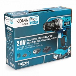 Compra Kit maletin taladro atornillador con 40 accesorios 20v con batería y cargador koma tools al mejor precio