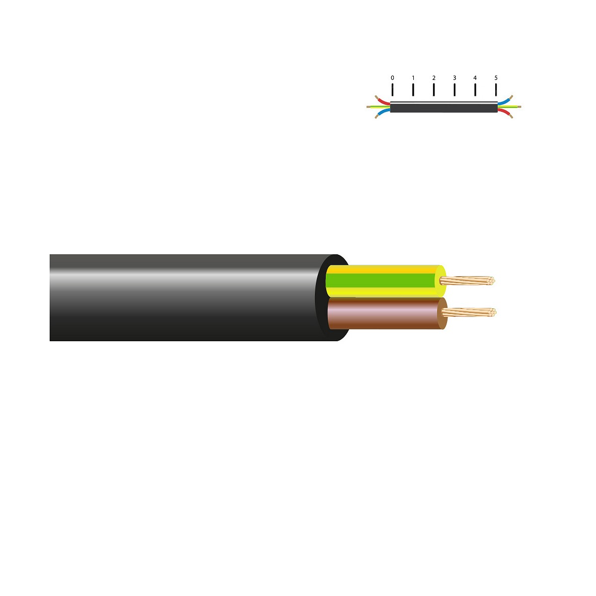 Manguera tubular h 03 vv-f 2x0,50mm² especial negra euro/m