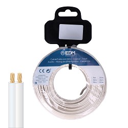 Carrete cable paralelo 2x0,50mm blanco 5m (audio)