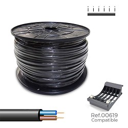 Carrete cable manguera acrilica 1kv negra 2x1,5mm 200m (bobina grande ø400x200mm)