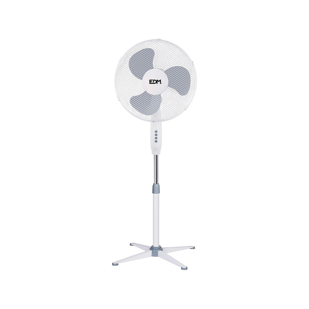 Ventilador de pie. color blanco. potencia: 45w aspas: ø40cm altura regulable 105-125cm edm