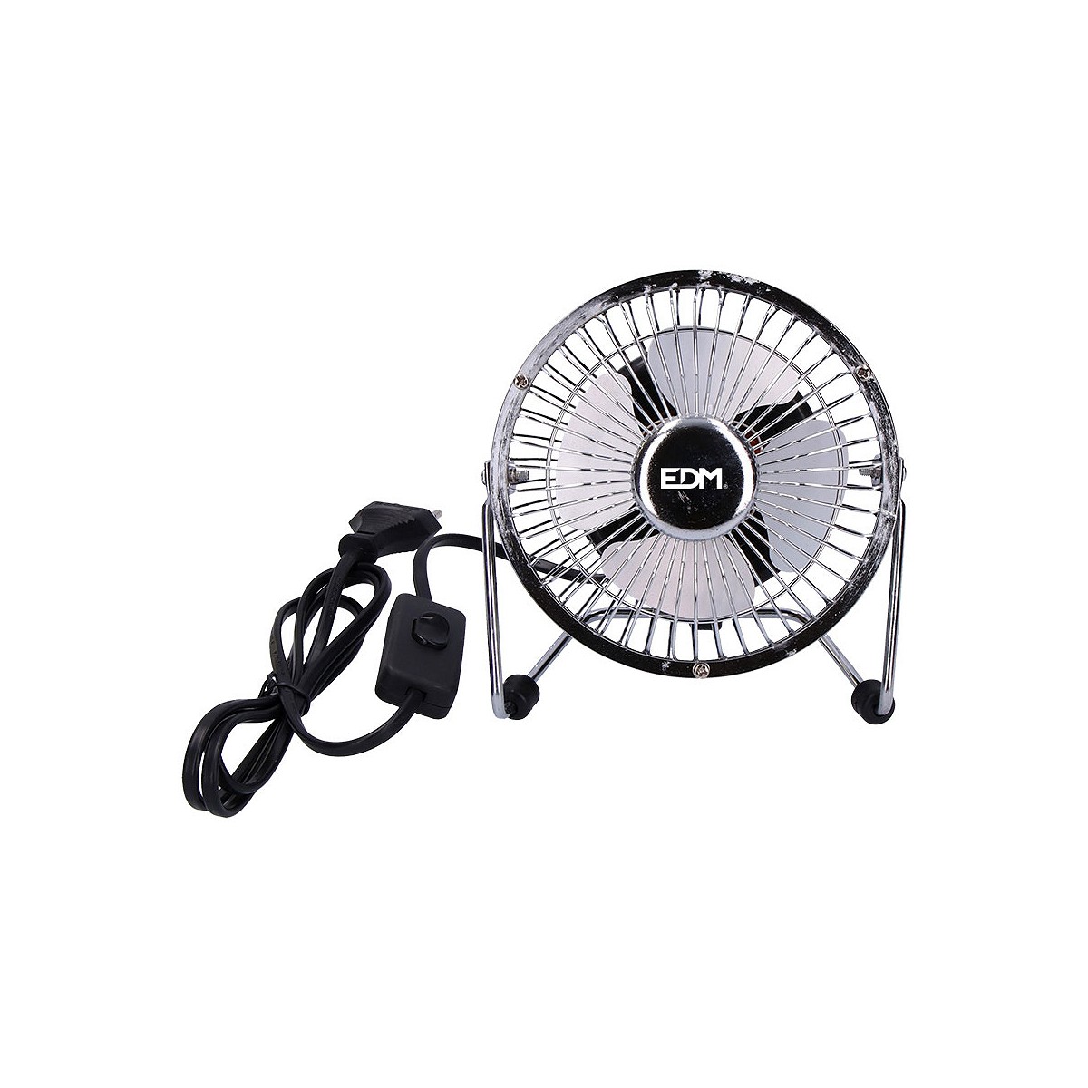 Mini ventilador industrial, de sobremesa. color cromado. potencia: 15w aspas: ø10x15cm edm