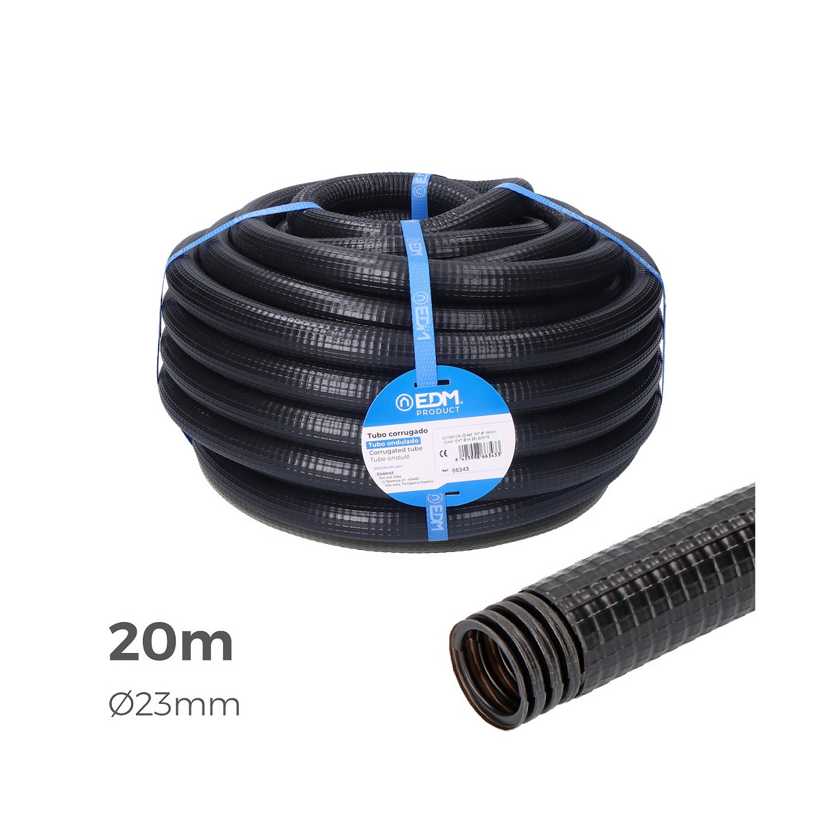 Corrugado para exterior medida 23mm ce m-32 20m edm