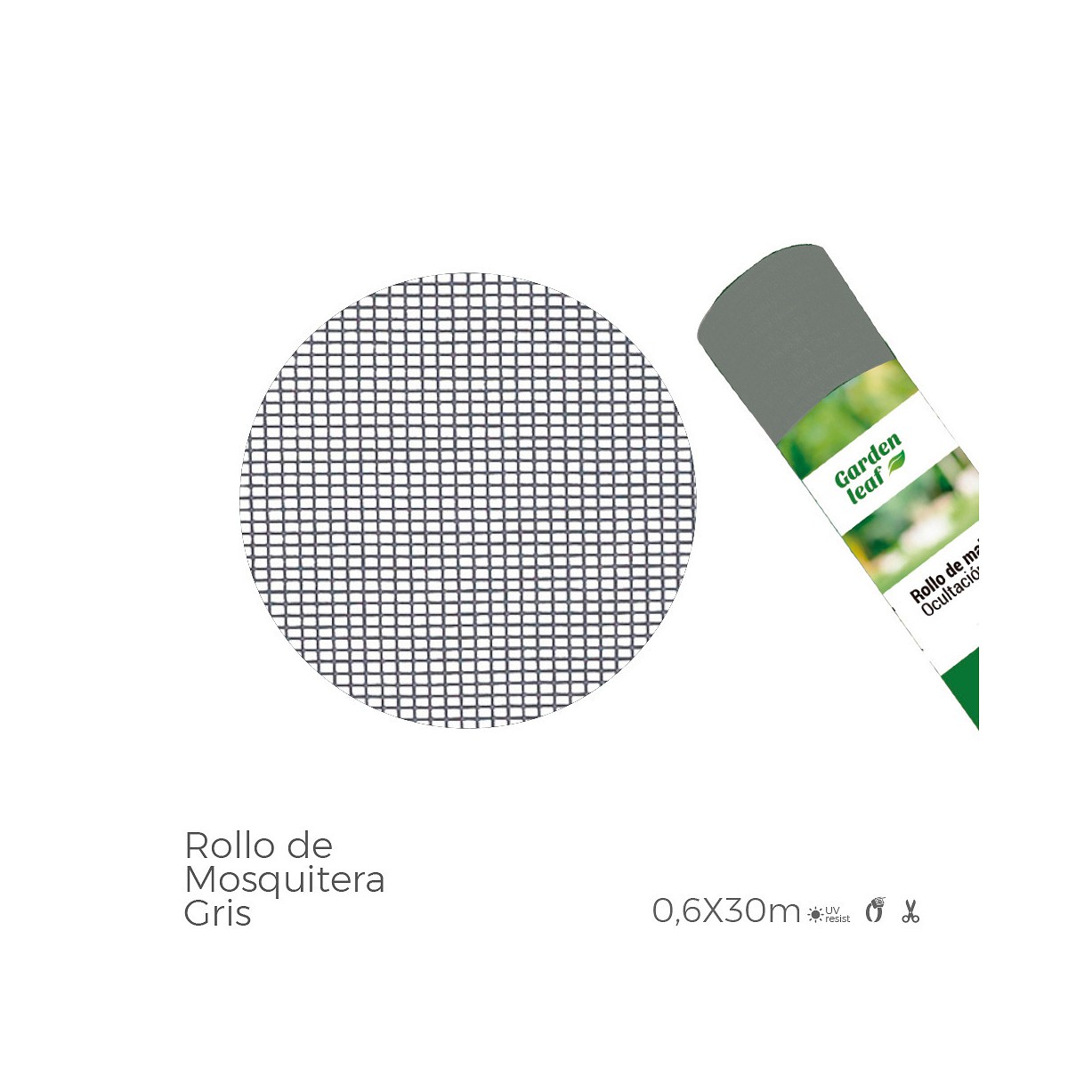 Rollo de mosquitera color gris 0,60x30m