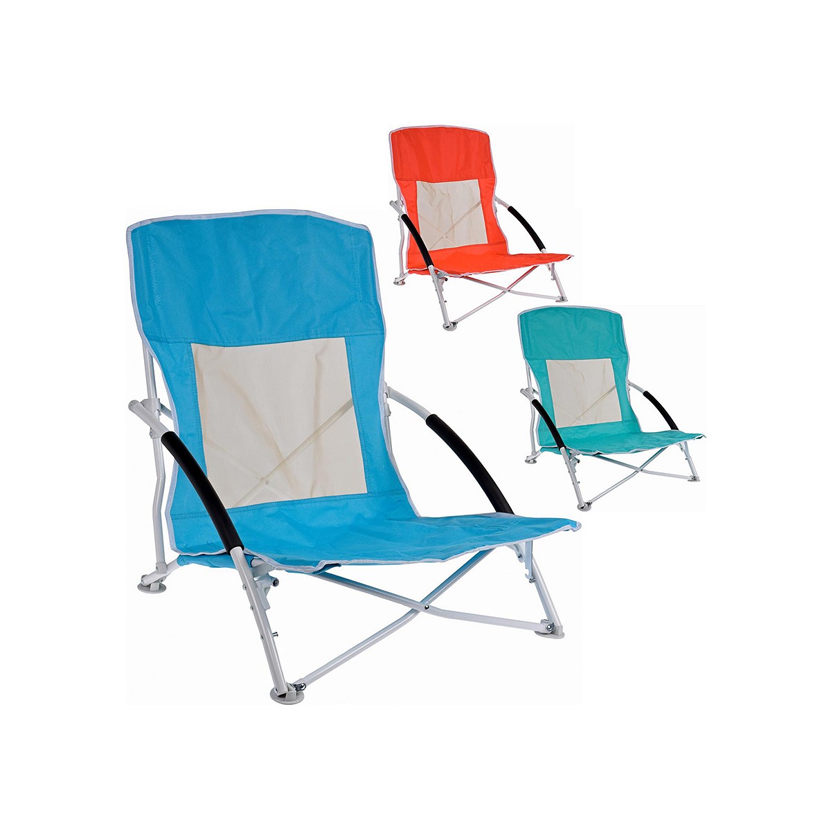 Silla de playa metalica plegable 50x40x65cm colores surtidos