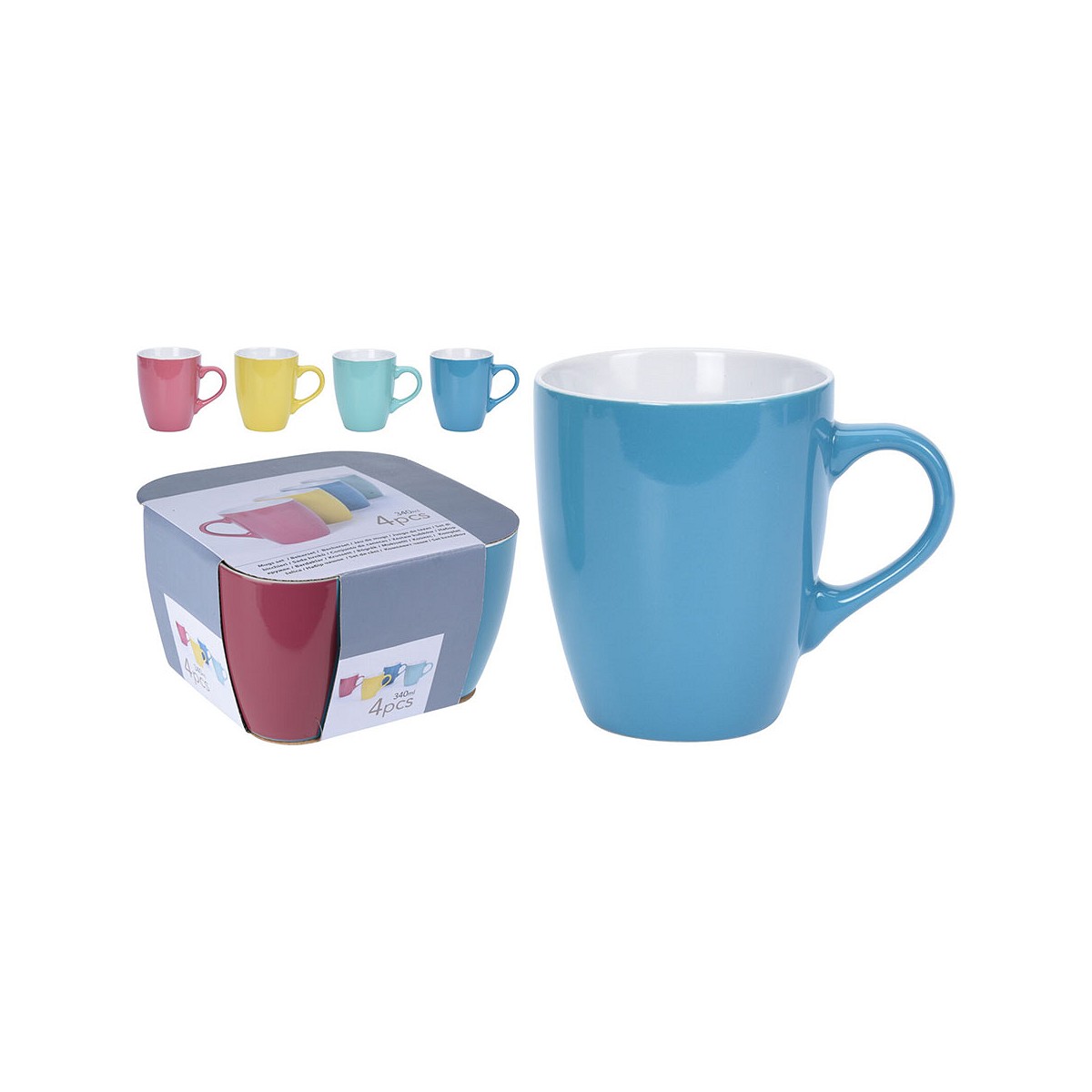 Set de 4 tazas de cafe 34cl colores surtidos