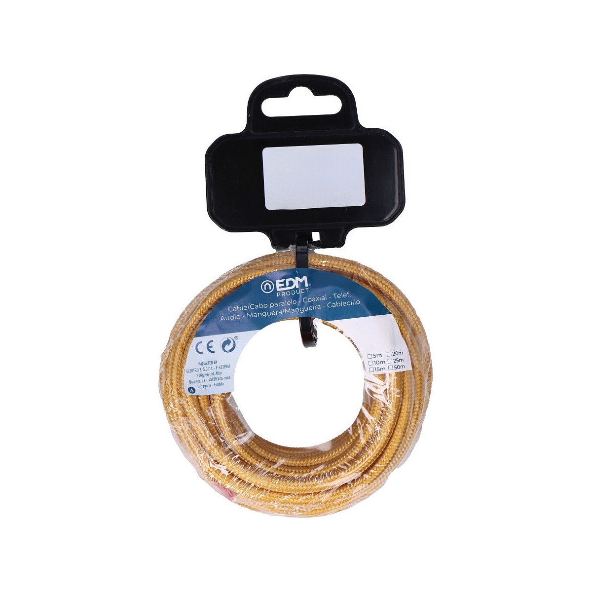 Cable cordon tubulaire 2x0,75mm c12 oro 5m