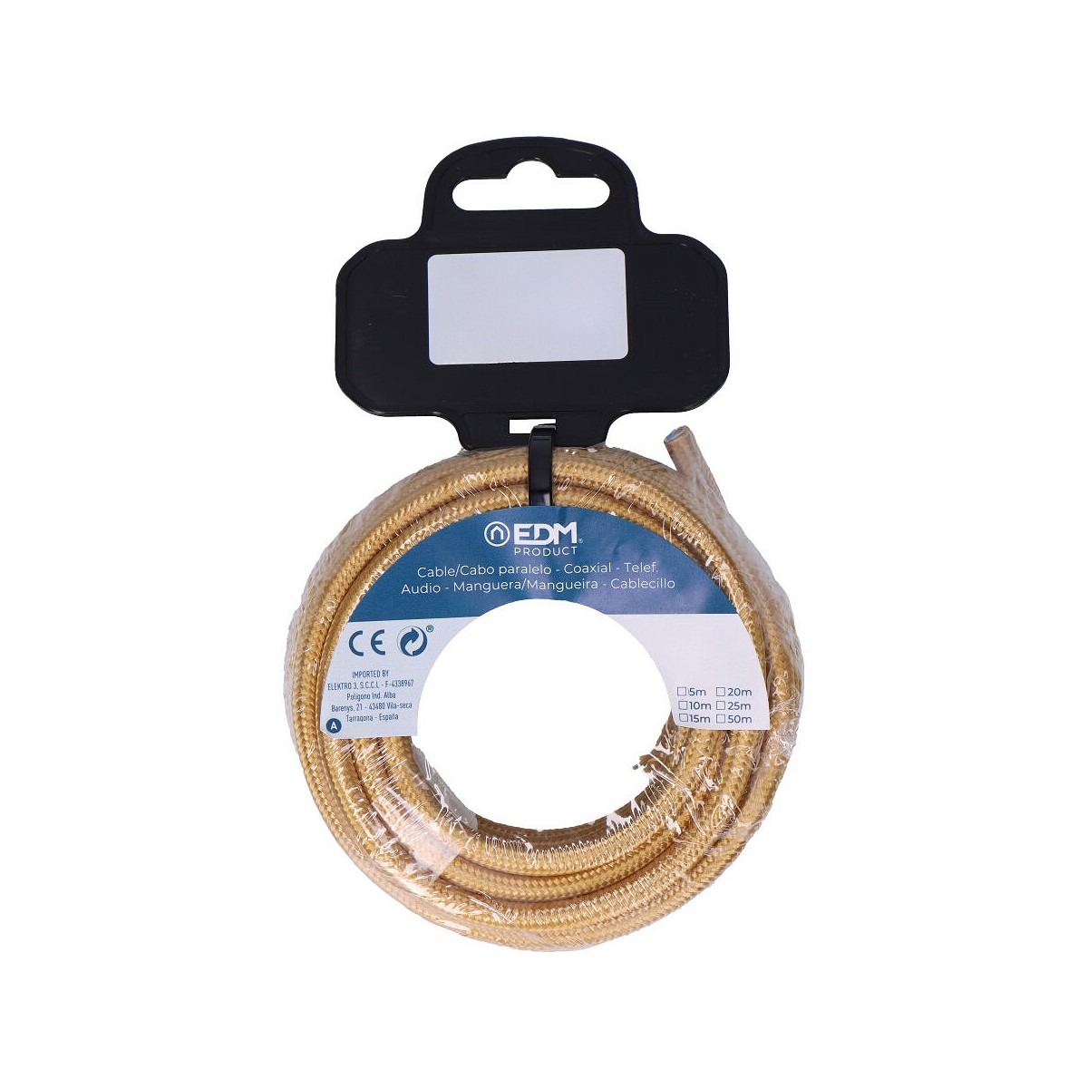 Cable cordon tubulaire 2x0,75mm c45 oro 5m