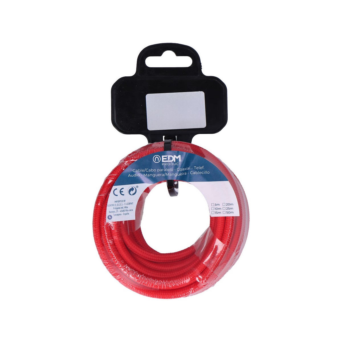 Cable cordon tubulaire 2x0,75mm c62 rojo 5m