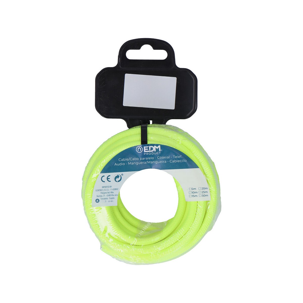 Cable cordon tubulaire 2x0,75mm fluor amarillo 5m