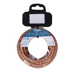 Cable cordon tubulaire 2x0,75mm marron brillante 5m