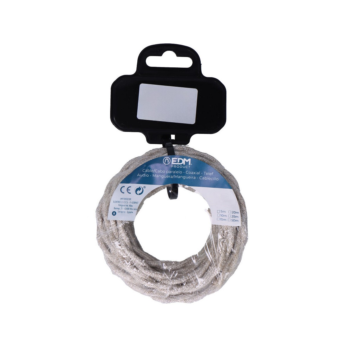 Cable textil trenzado 2x0,75mm lino 5m