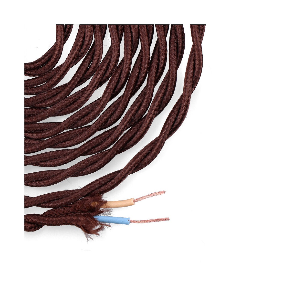 Cable textil trenzado 2x0,75mm c-20 marron seda 5m