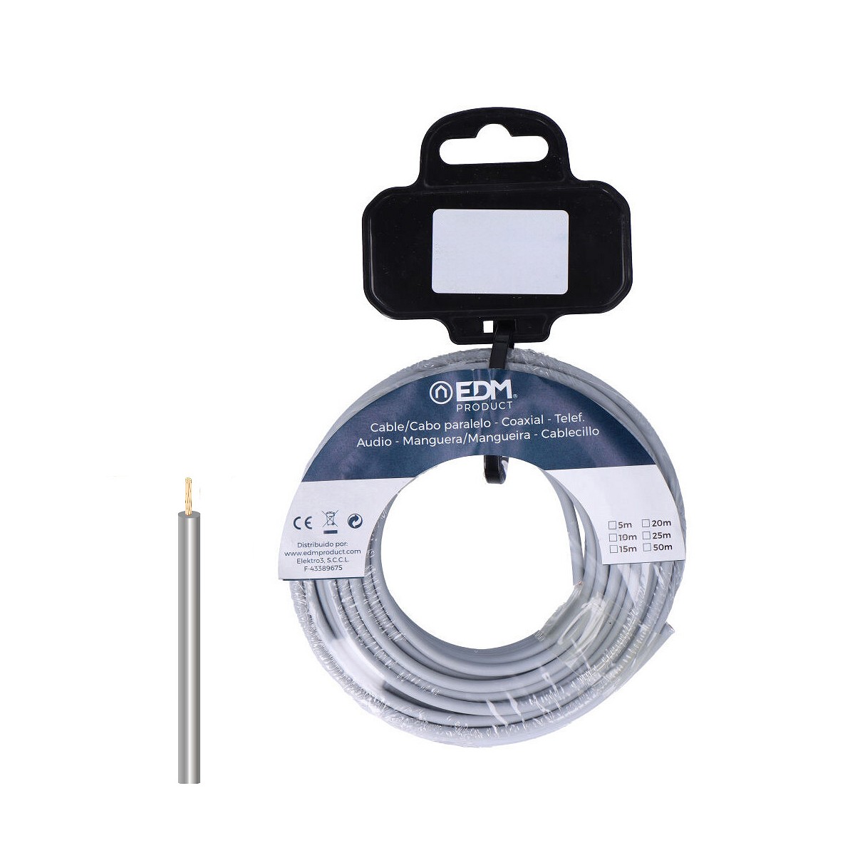 Carrete cablecillo flexible 2,5mm gris libre de halógenos 10m