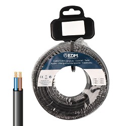 Carrete 5m cable paralelo plano negro 2x2,5mm, edm