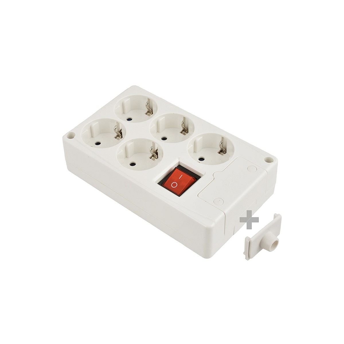 Base multiple 5 tomas t/tl 10/16a 250v blanco + interruptor luminoso solera 8105il