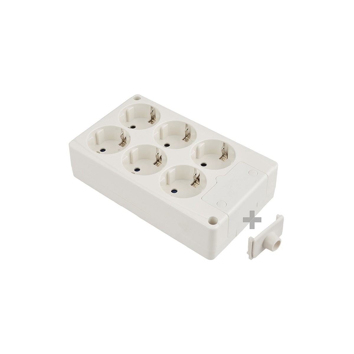 Base bipolar 6 tomas t/tl 10/16a 250v rectangular color blanco solera 8106