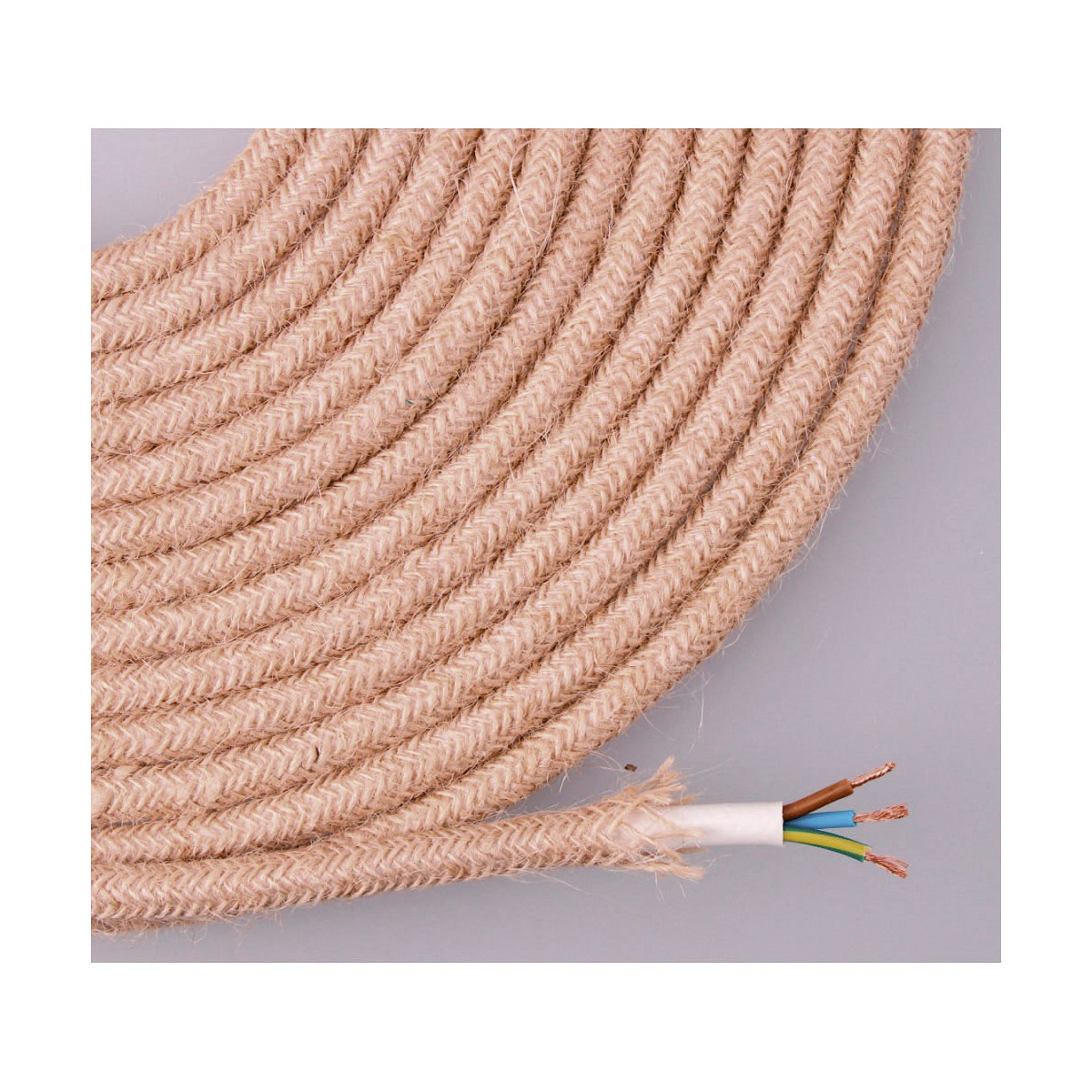 Cable de cuerda de yute tejida y enfundada 3x0,75mm 25m euro/m