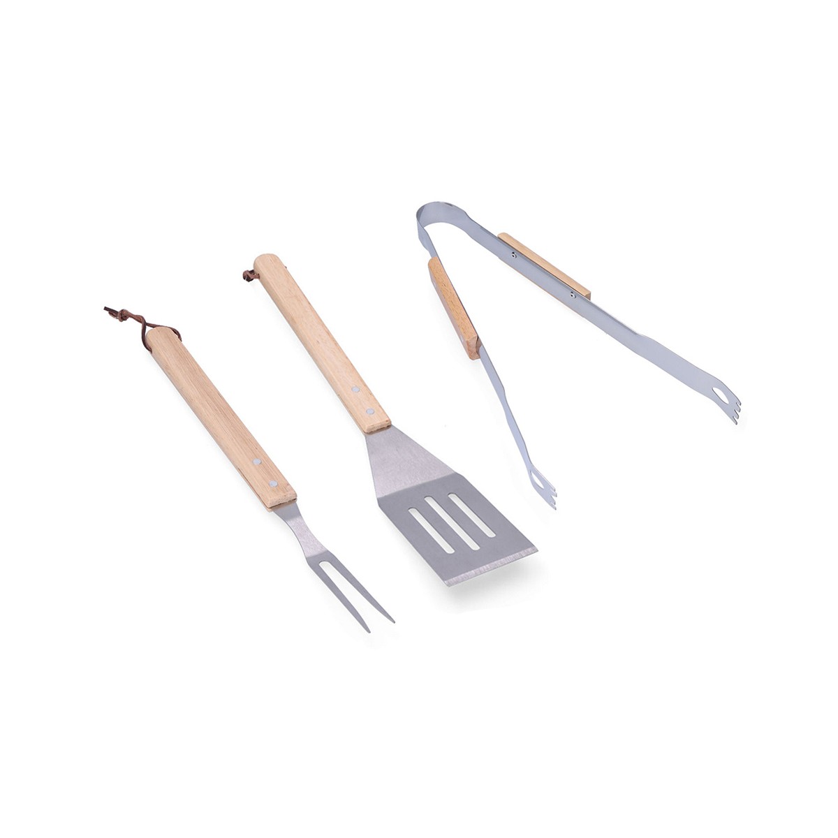 Conjunto de 3 utensilios para barbacoa madera/acero inoxidable edm