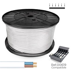 Carrete cable manguera plana blanca 2x0,75mm 700m (audio) (bobina grande ø400x200mm)