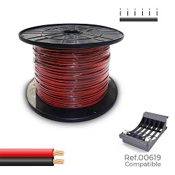 Carrete cable paralelo (audio) 2x1,5mm rojo/negro 500m (bobina grande ø400x200mm)