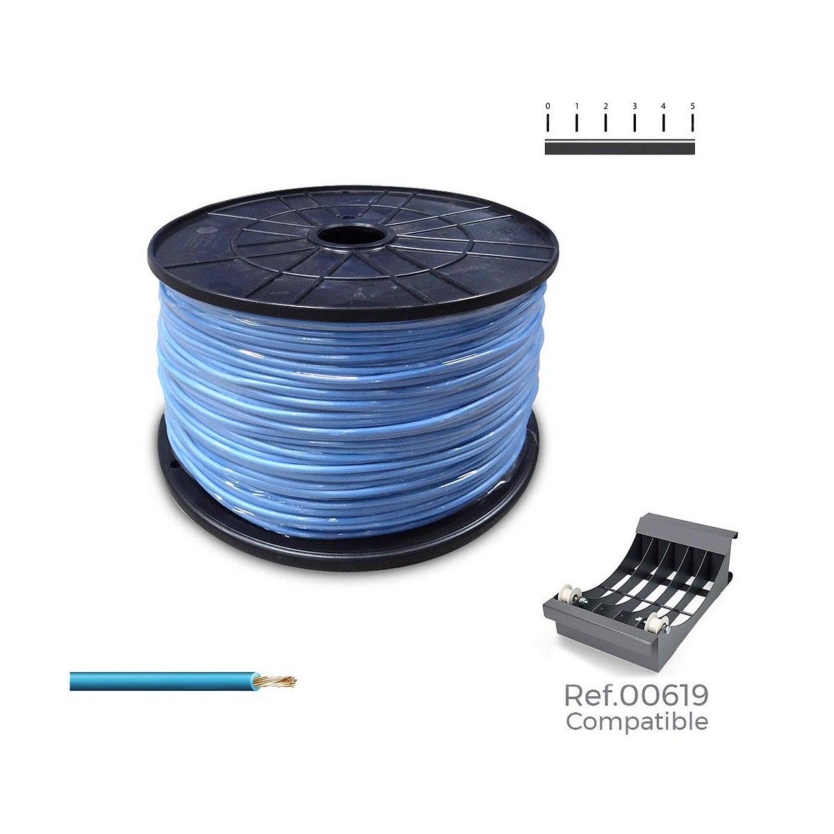Carrete cablecillo flexible 1,5mm azul 1000m (bobina grande ø400x200mm)