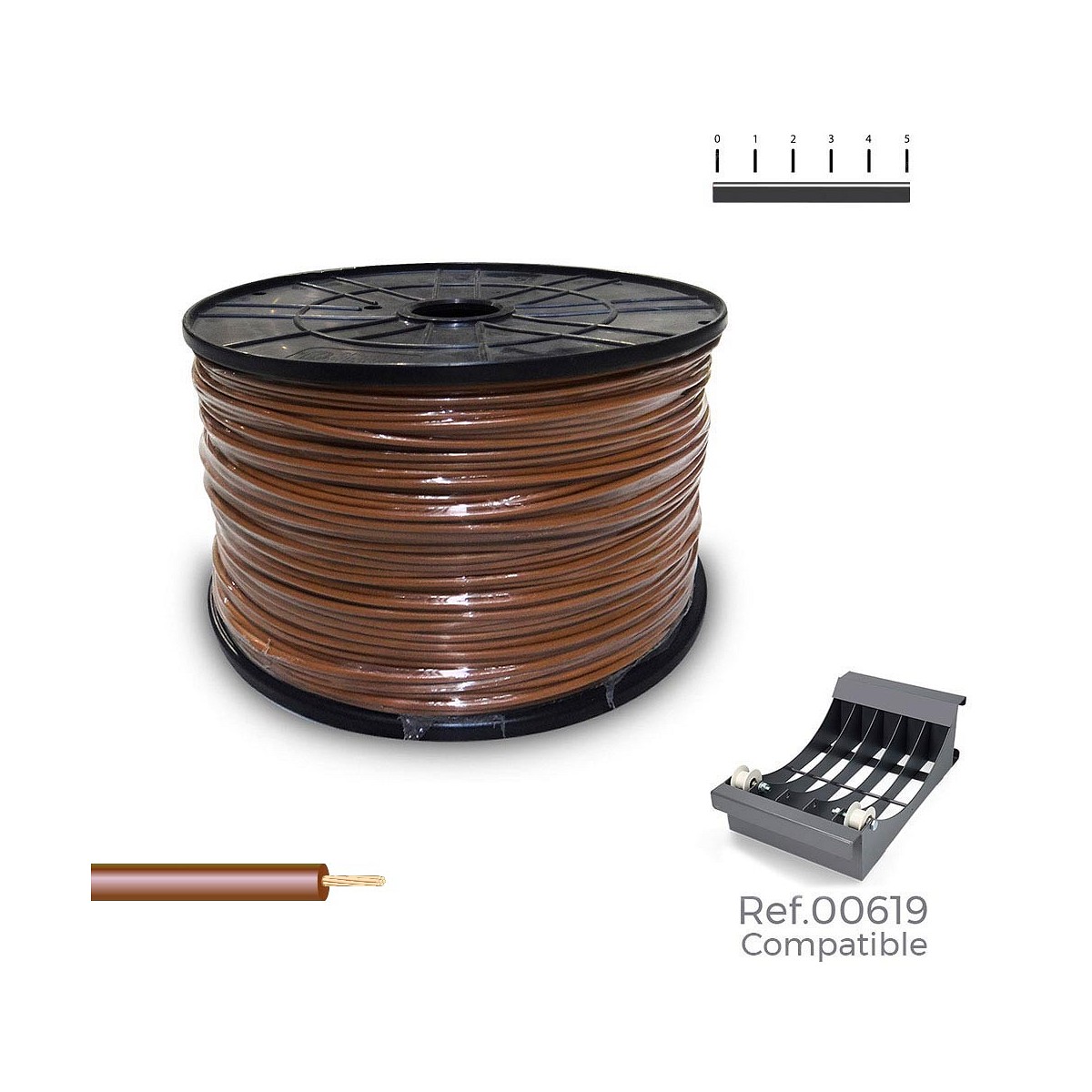 Carrete cablecillo flexible 2,5mm marron 800m (bobina grande ø400x200mm)