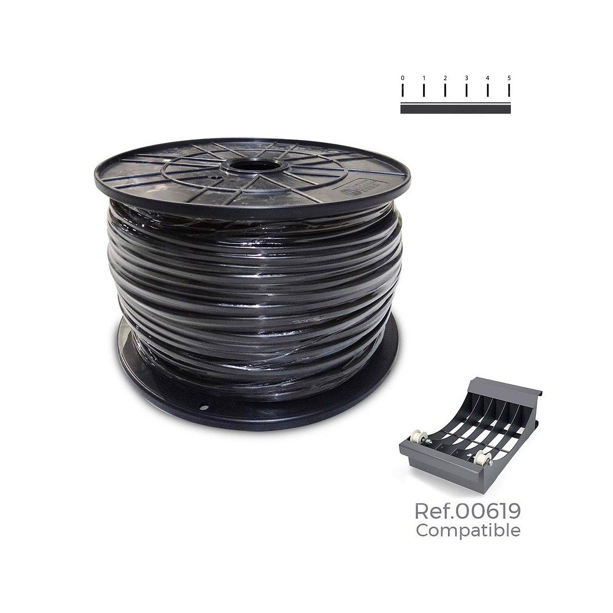 Carrete cable paralelo (audio) 2x0,75mm negro 1000m (bobina grande ø400x200mm)