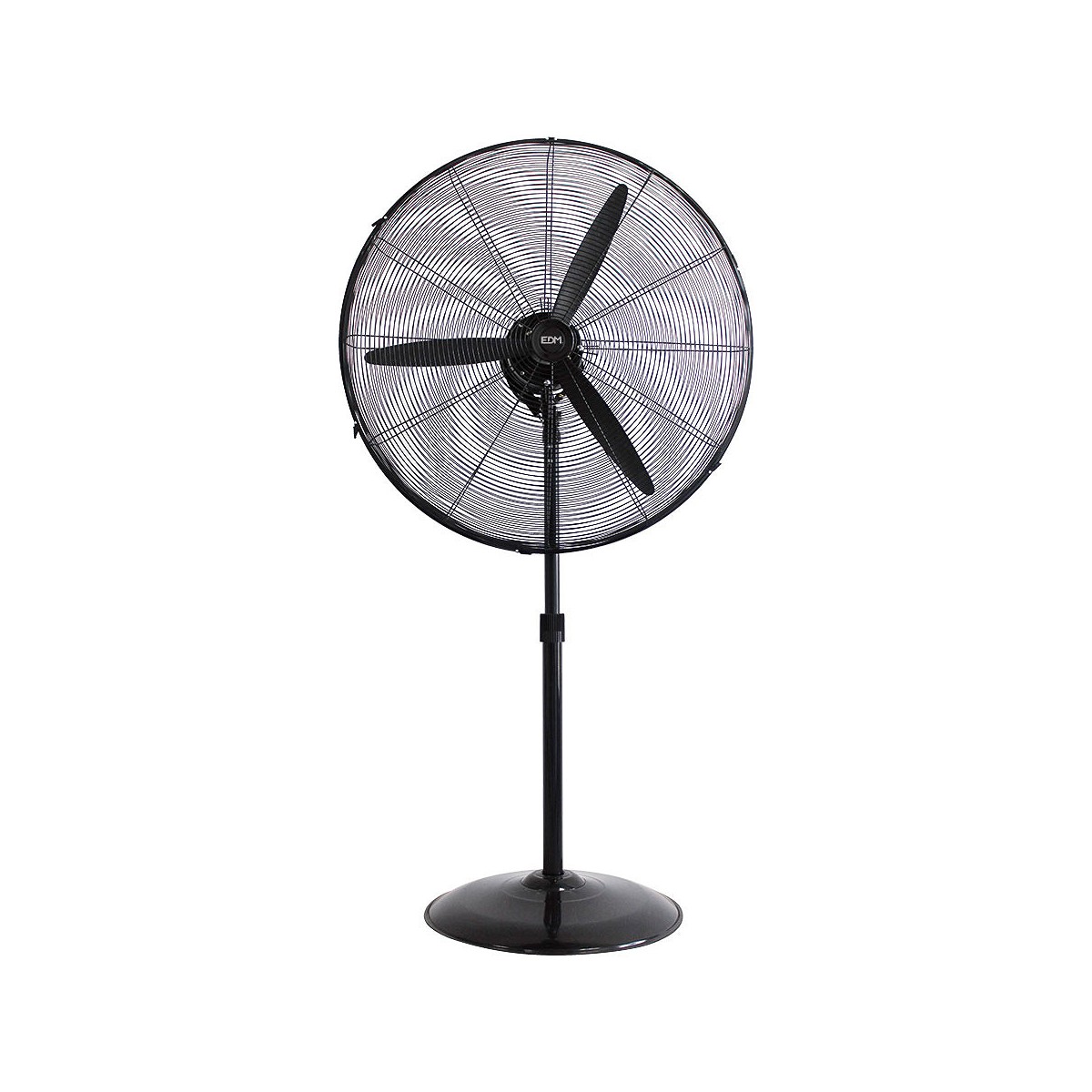 Ventilador de pie industrial, oscilante. con base circular. color negro. potencia: 180w aspas: ø60cm. altura regulable 117-1 ...