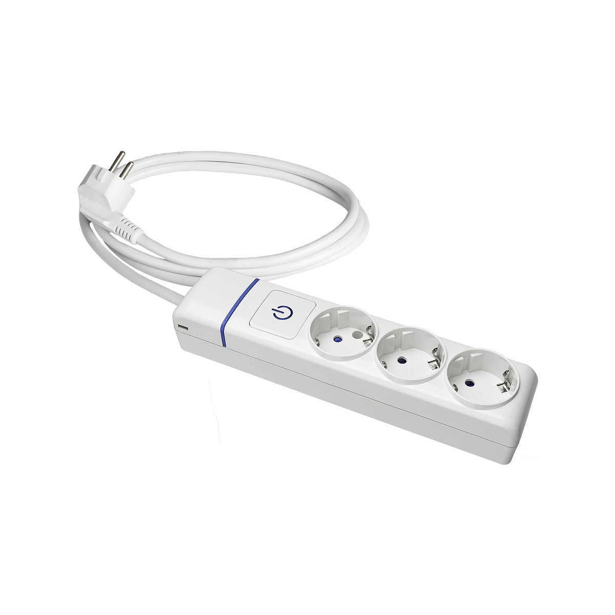 Base múltiple 3 tomas t/tl + interruptor luminoso. 1.5m de cable 8013pil solera