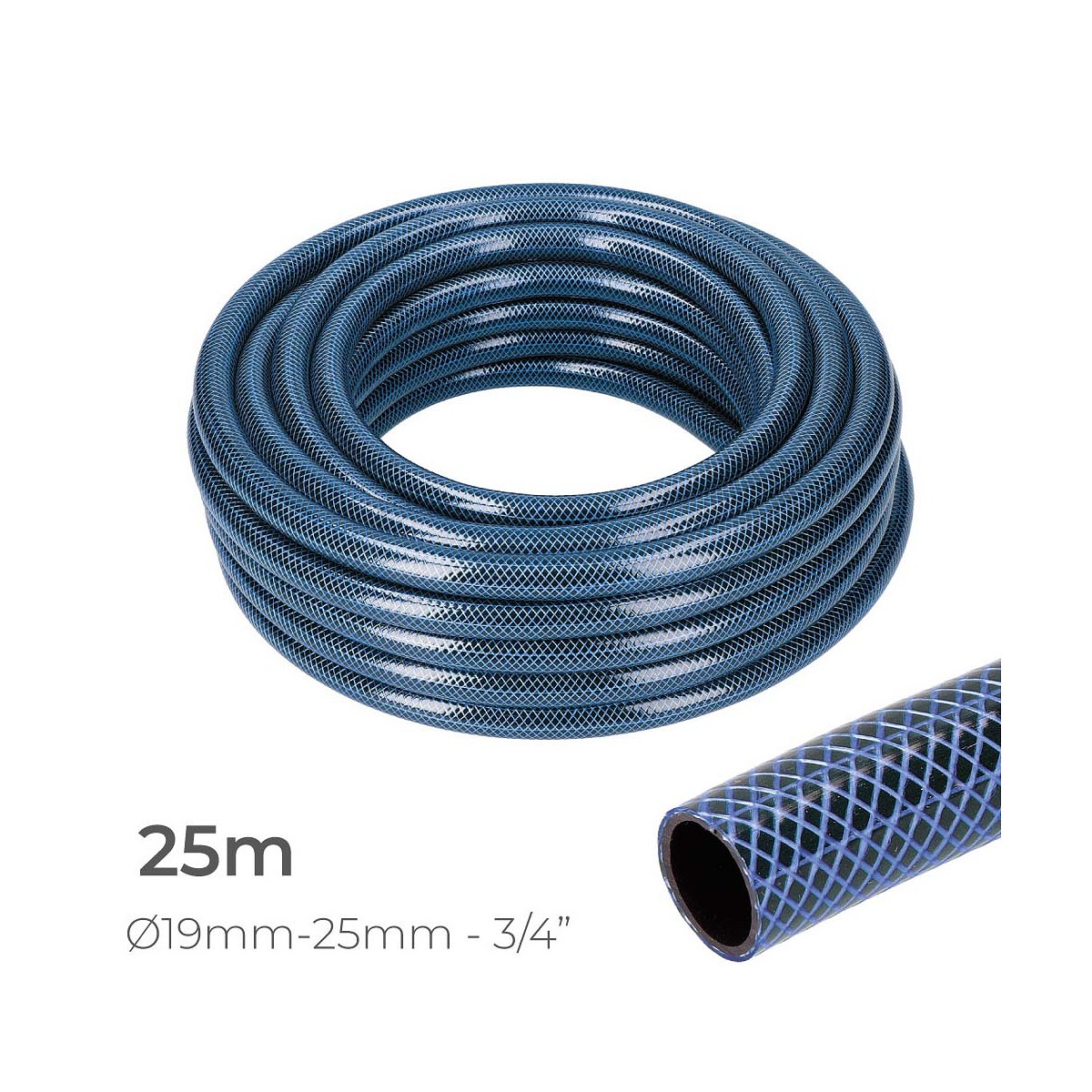 Manguera de jardin blue interior ø19mm. exterior ø25mm (3/4") rollo 25m edm