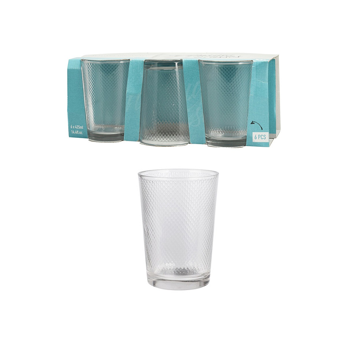 Set 6 vasos agua 425ml, ye6000770, excellent houseware