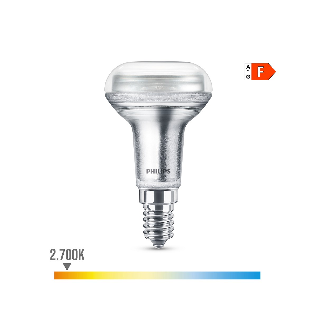 Bombilla reflectora led cla 36d 4,3w r50, 320im e14 2700k. philips