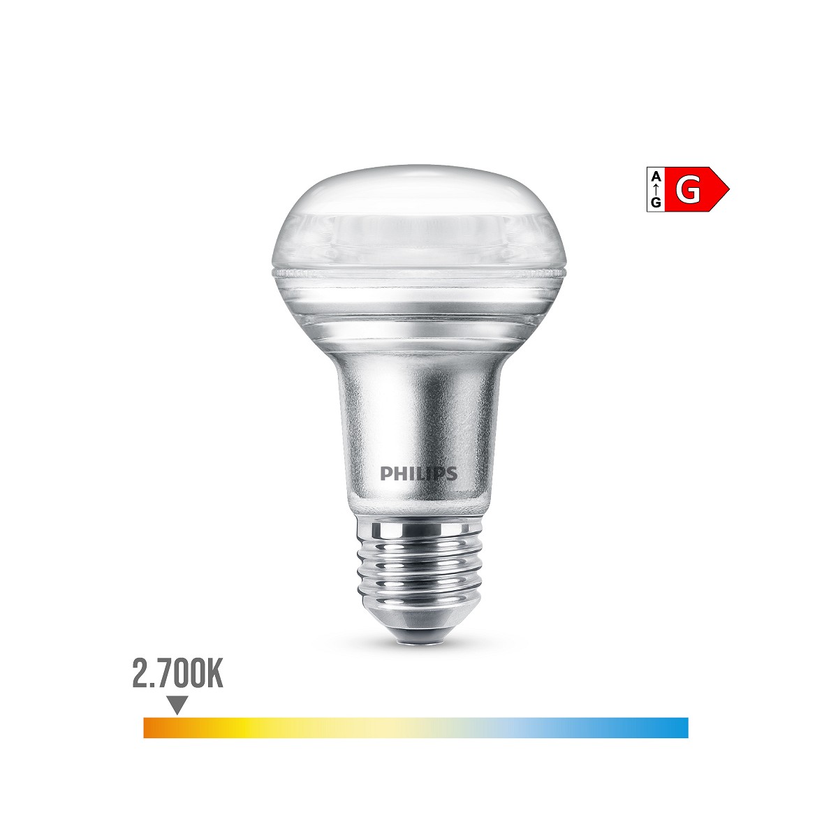 Bombilla reflectora led cla 36d 3w r63, 210im e14 2700k. philips