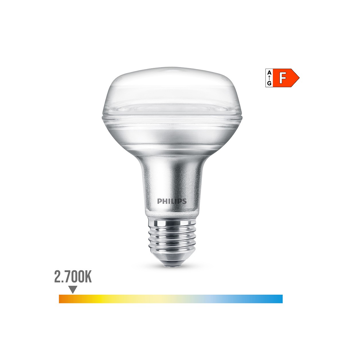 Bombilla reflectora led cla 36d 4w r80, 345im e27 2700k. philips