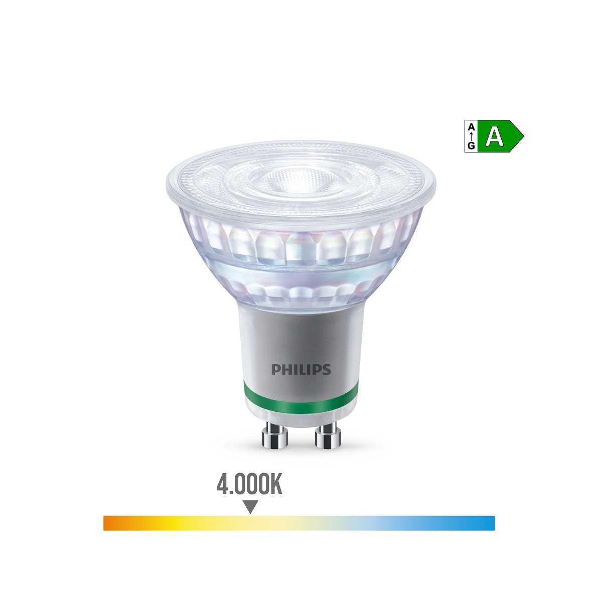 Bombilla led spot 36d 2,1w 375im gu10 4000k 220-240v ac 50/60hz. philips