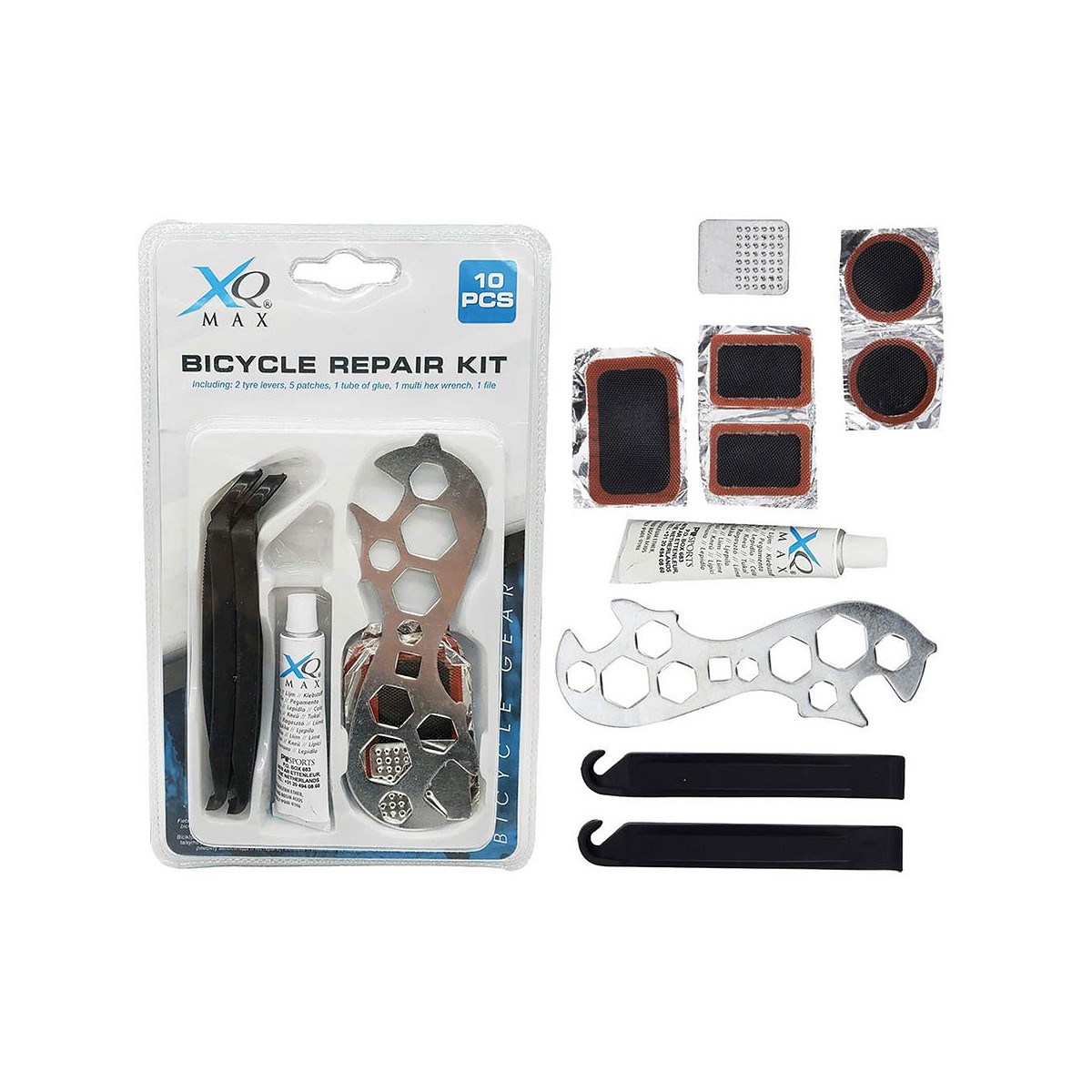 Kit básico reparación ruedas bicicleta 10 piezas xqmax