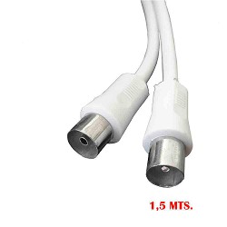 Prolongacion tv-video recta 9,5mm 1,5m envasada blanca edm