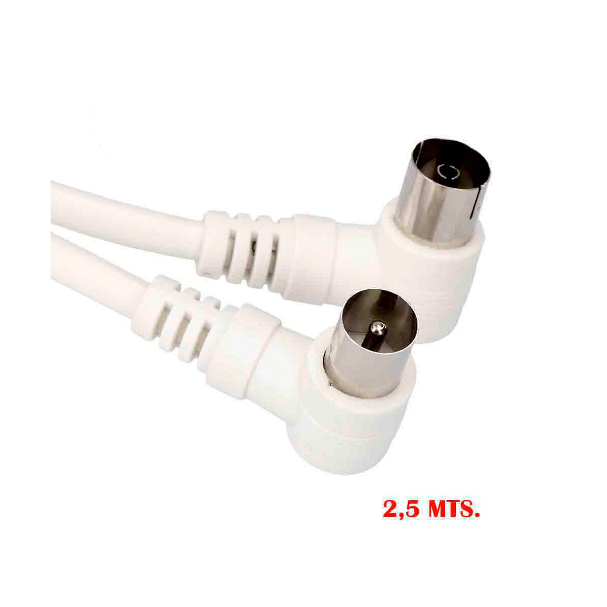 Prolongacion tv acodada 9,5mm 2,5m envasada blanca edm