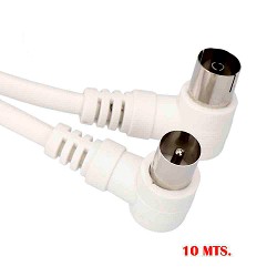 Prolongacion tv acodada 9,5mm 10m envasada blanca edm